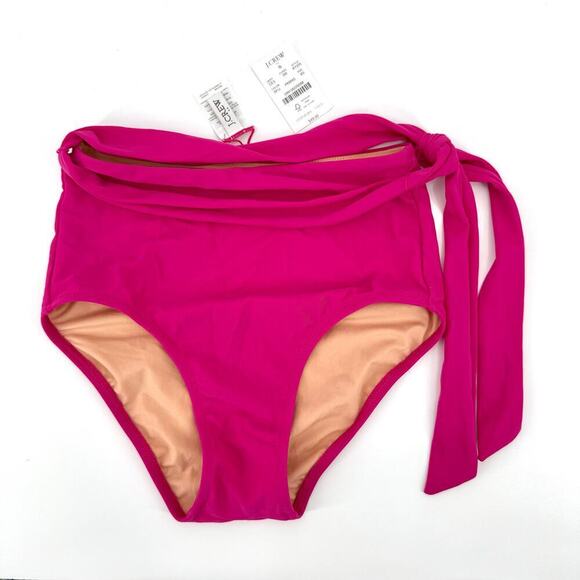 J. Crew Fuchsia Pink Women’s Size X-Small High Waist Bikini Bottom Full Coverage - Picture 1 of 6